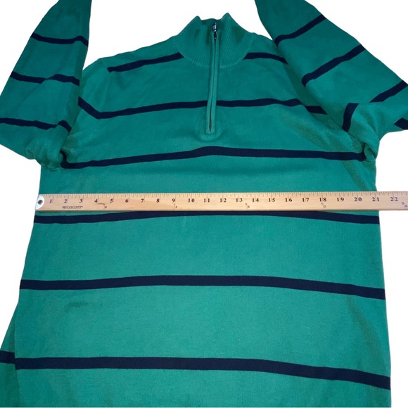 Old Navy 1/4 Zip Green Striped Mock Neck Lightweight Sweater - Men’s Large - Picture 2 of 12